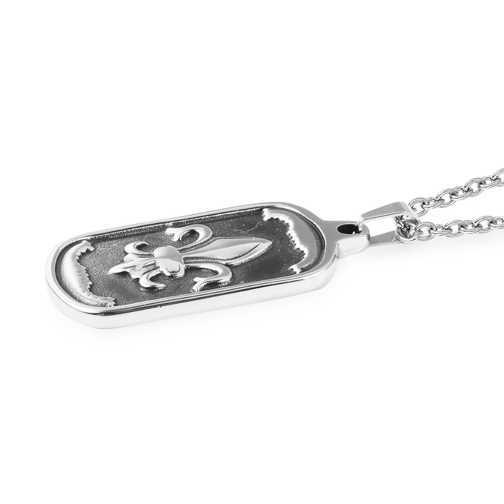 Black Oxidized Stainless Steel Men's Ring and necklace set - Picture 6 of 6